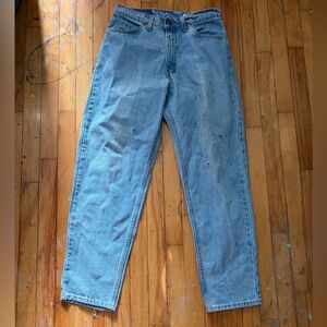 Vintage 1990s Levi's 560 loose fit tapered leg jeans orange tan paper tag